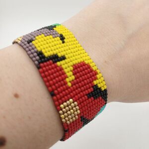 Loom Beaded Bracelet Floral Print